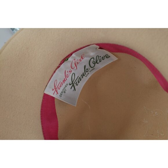 Vintage 60s Streetwear Wool Felt Ostrich Plume Feather Wide Brim Hat Womens 23\